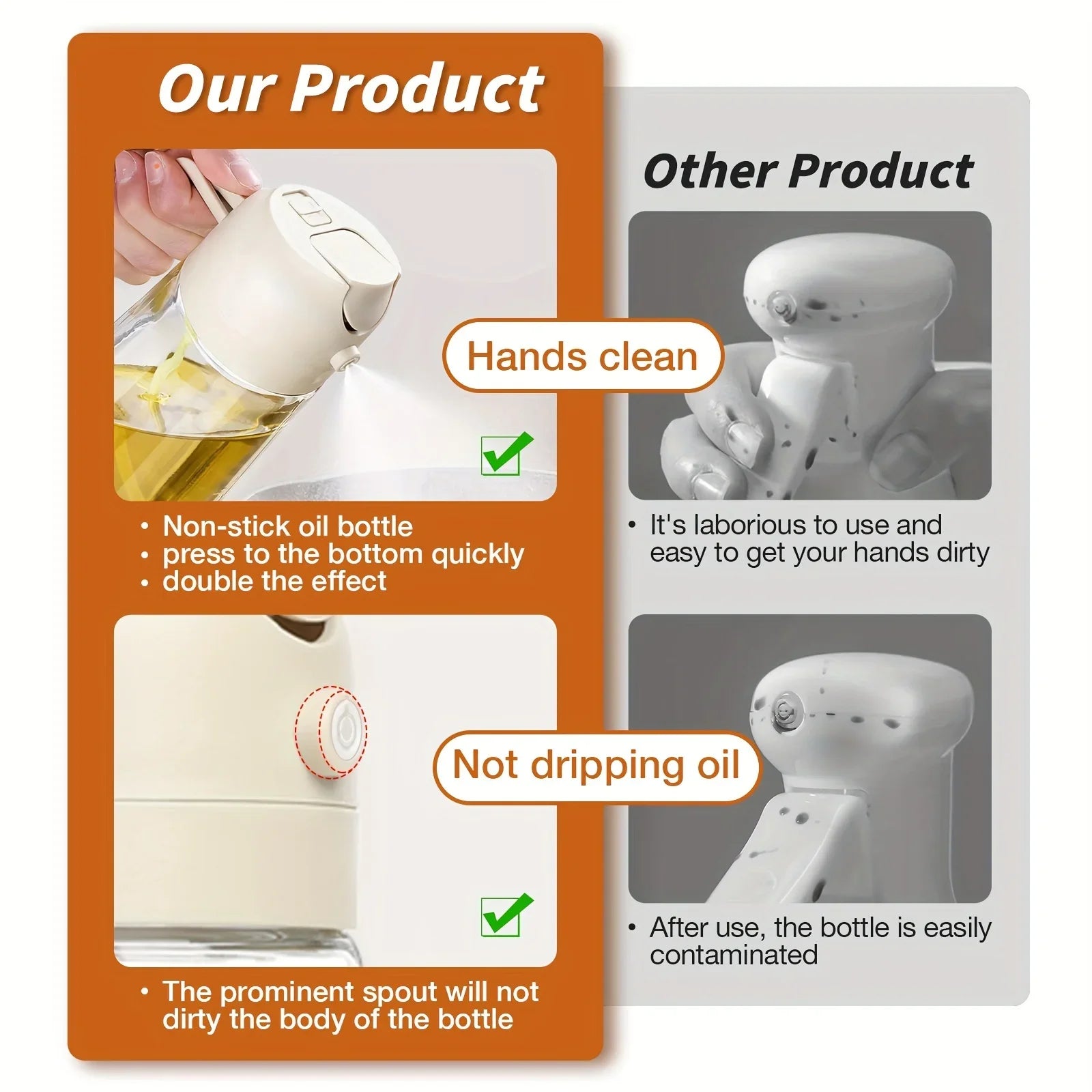 Oil Spray Bottle for Cooking – Refillable Olive Oil Sprayer