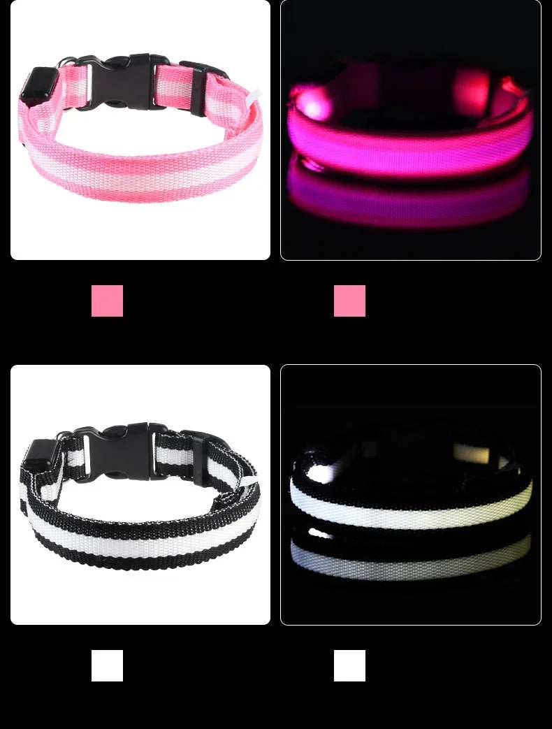 LED Glow-in-the-Dark Dog Leash & Collar – Night Safety Flashing Nylon Gear for Dogs & Pets