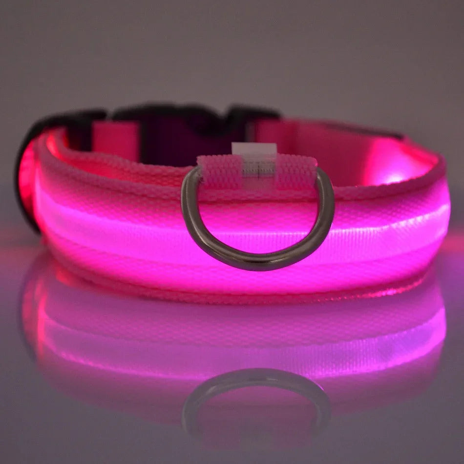 LED Glow-in-the-Dark Dog Leash & Collar – Night Safety Flashing Nylon Gear for Dogs & Pets