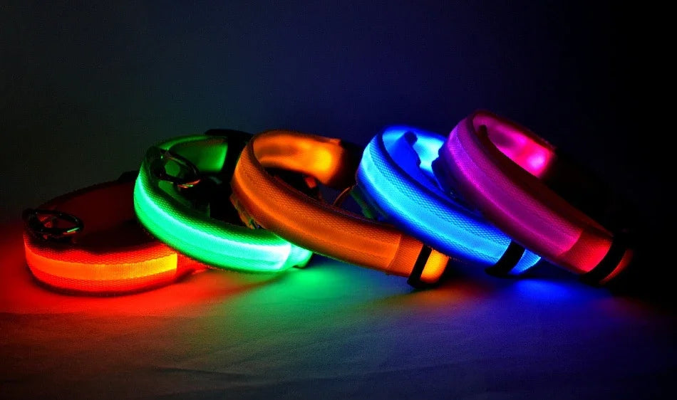 LED Glow-in-the-Dark Dog Leash & Collar – Night Safety Flashing Nylon Gear for Dogs & Pets