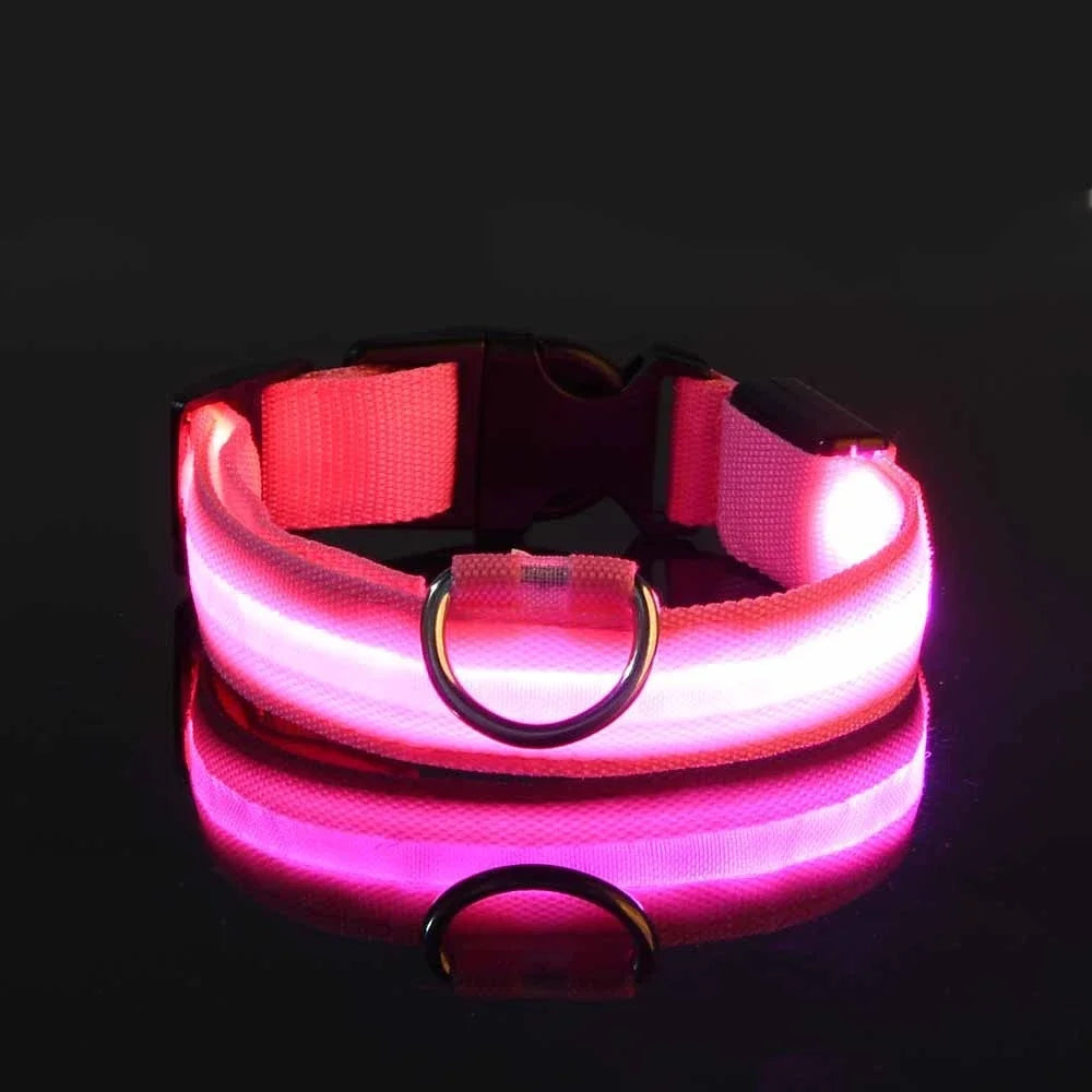 LED Glow-in-the-Dark Dog Leash & Collar – Night Safety Flashing Nylon Gear for Dogs & Pets