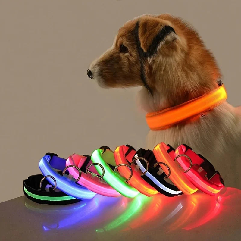 LED Glow-in-the-Dark Dog Leash & Collar – Night Safety Flashing Nylon Gear for Dogs & Pets