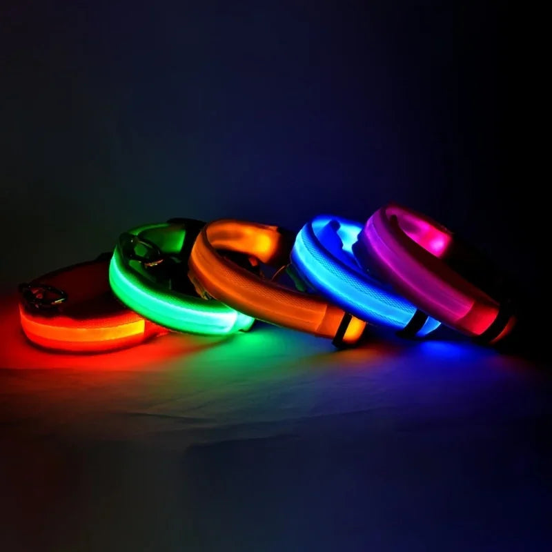 LED Glow-in-the-Dark Dog Leash & Collar – Night Safety Flashing Nylon Gear for Dogs & Pets