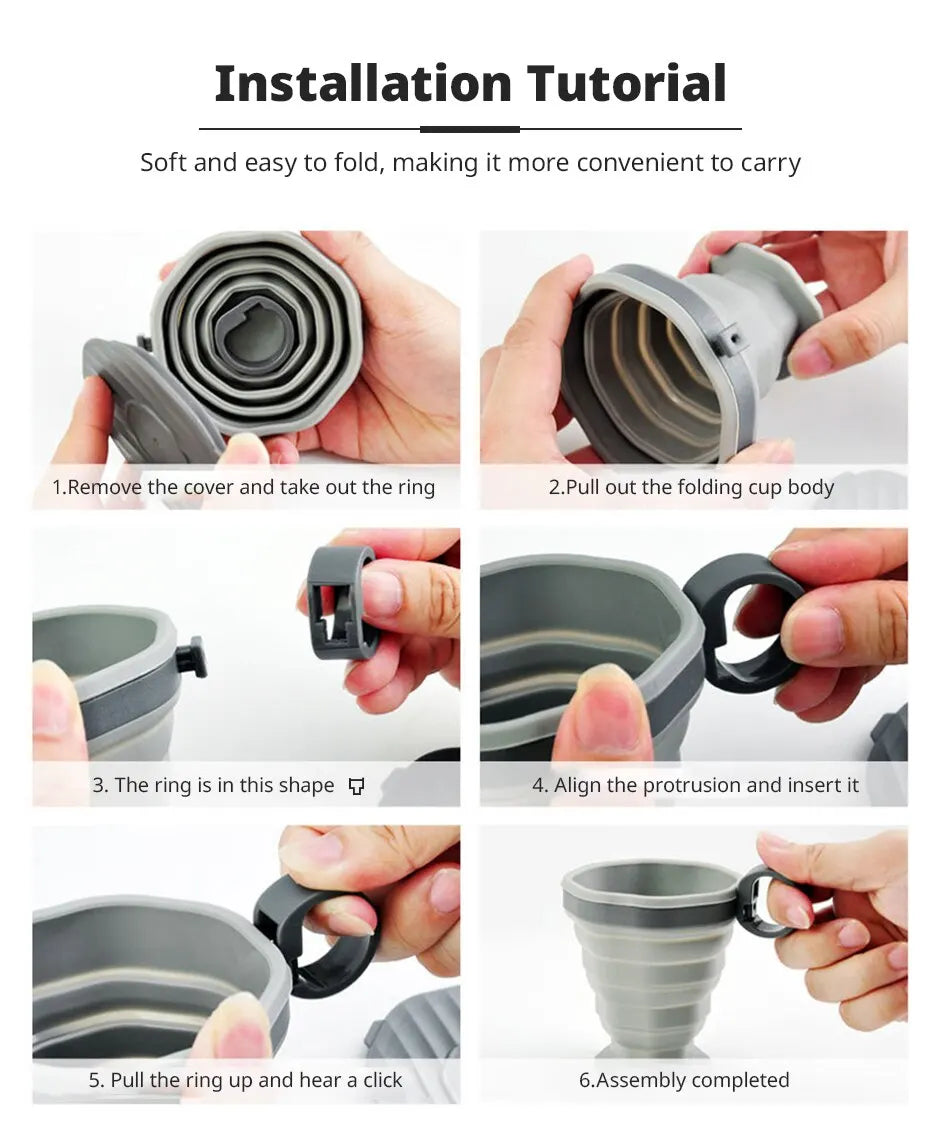 Collapsible Travel Coffee Cup – Portable Folding Silicone Mug for Daily Use