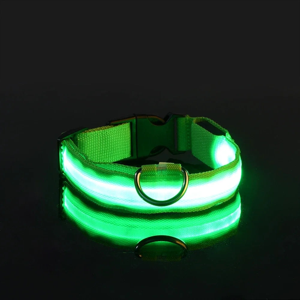 LED Glow-in-the-Dark Dog Leash & Collar – Night Safety Flashing Nylon Gear for Dogs & Pets